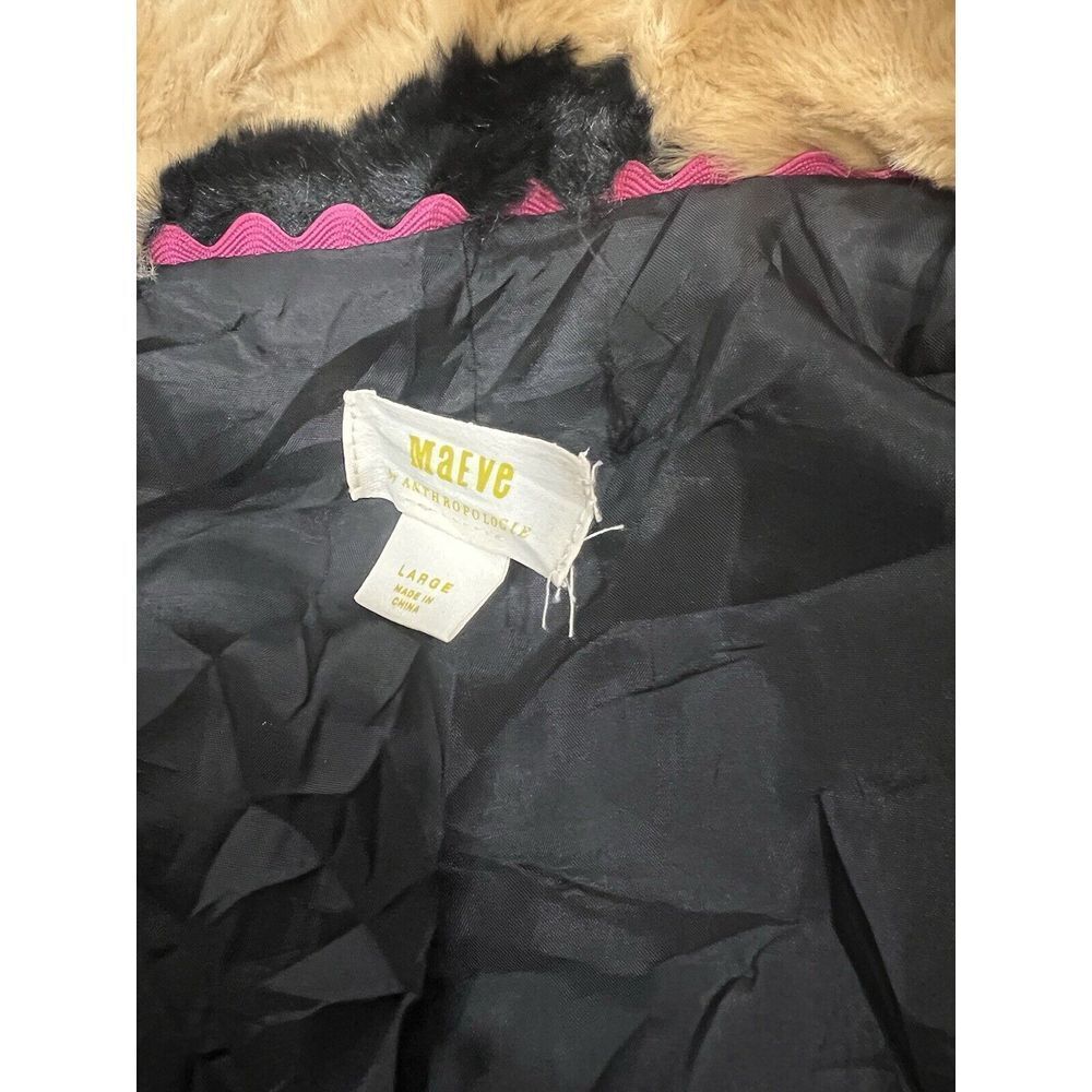 Anthropologie Maeve Faux Fur Coat‎ Sz Large $198 Jacket Brown Black Animal Print - Picture 16 of 16